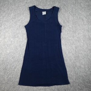 Vintage Rabbit Designs Dress Women 10 Petite Navy Blue Mini Sleeveless Jersey